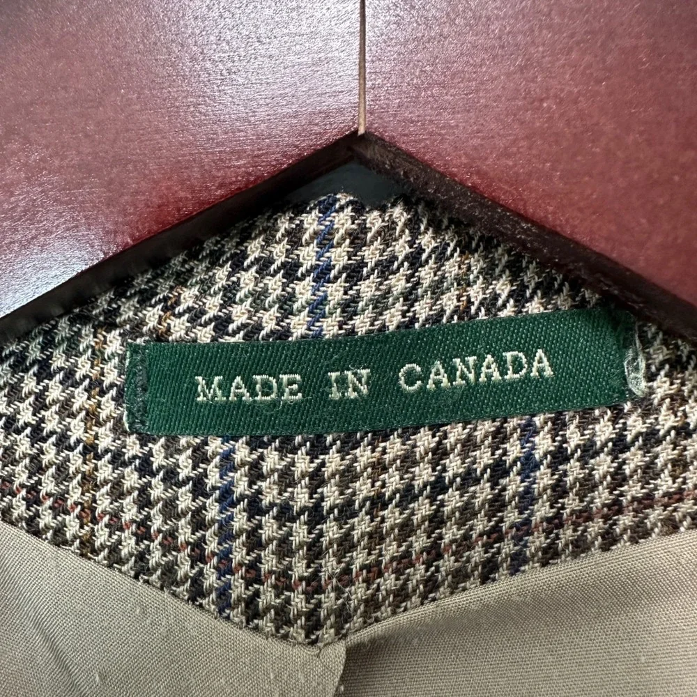 Vintage Lauren Ralph‎ Lauren Men 44 Wool Houndstooth Sport Coat Blazer Academia